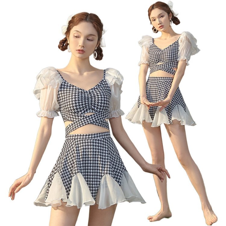 水着レディースビキニ体型カバーハーフパンツフリルショートパンツスカート風ハイウエストオトナ女子かわい