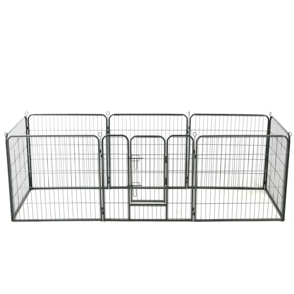 犬用プレイサークル パネル8枚 スチール製 80×80cm ブラック