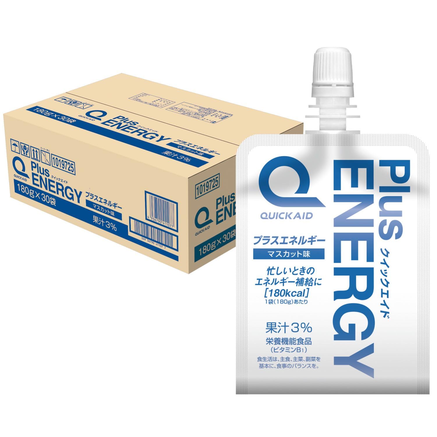 quick aid(クイックエイド) プラスエネルギー 180g ×30袋 [ 180kcal マスカット味 栄養機能食品 ゼリー飲料 パウチ ]
