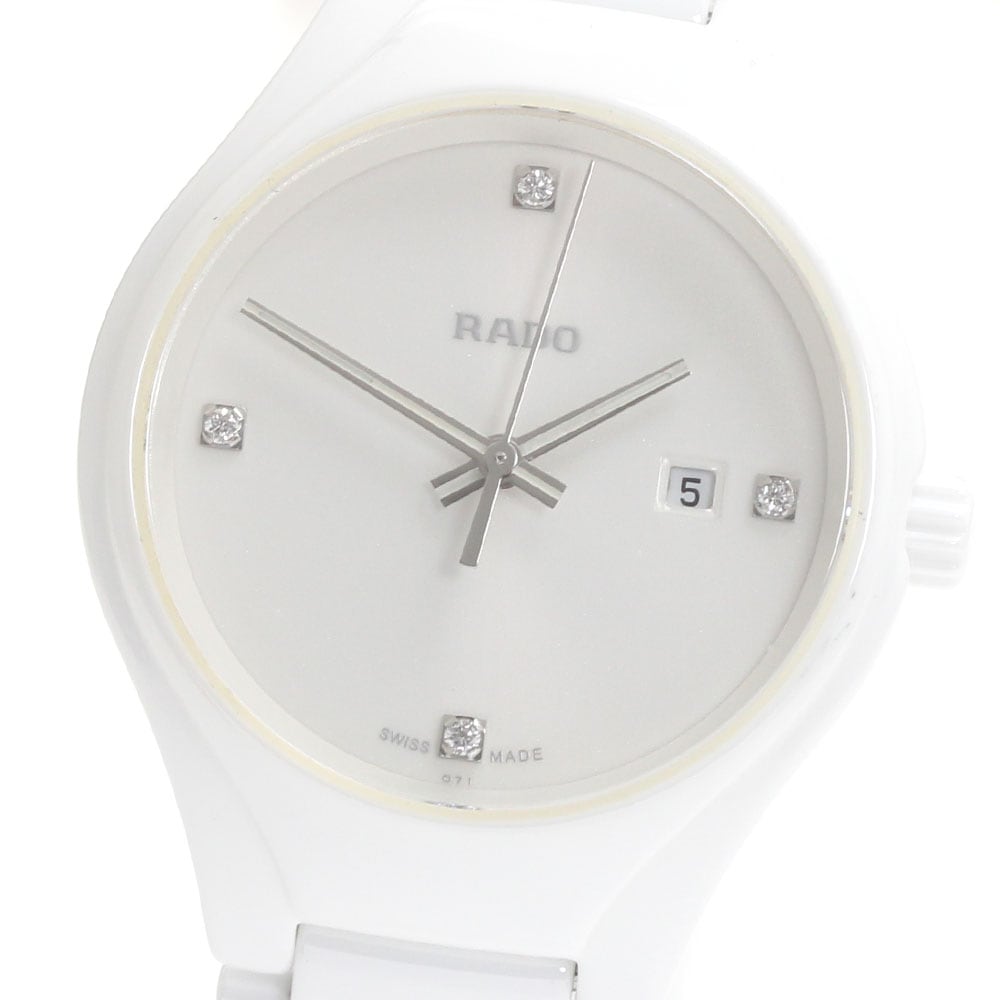 ラドー RADO R27061712 トゥルー 4Pダイヤ デイト クォーツ レディース 美品 保証書付き_875858【中古】