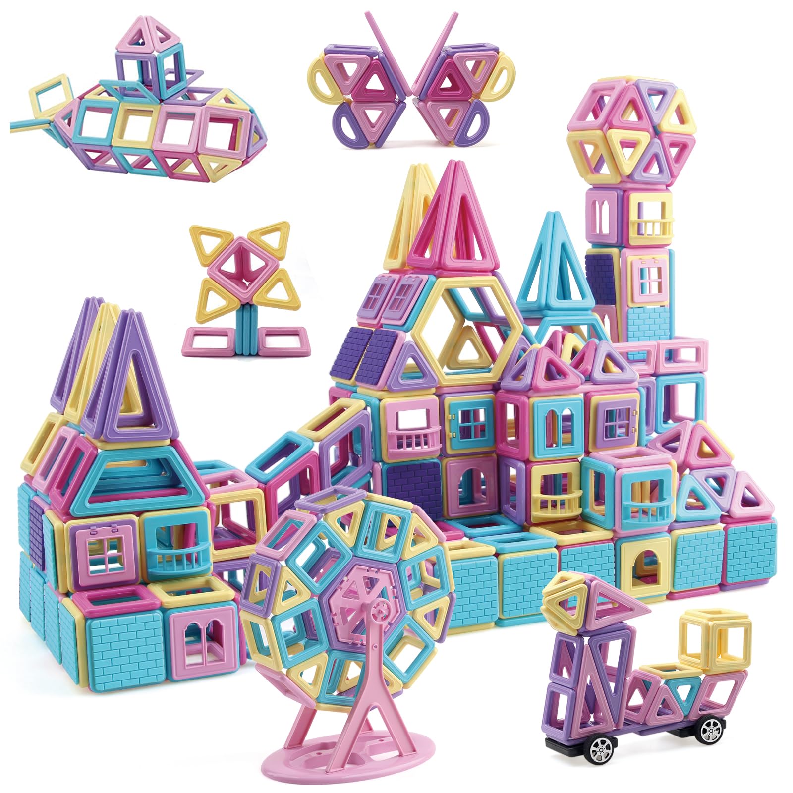 マグネットブロック 172pcs 磁気おもちゃ 女の子 おもちゃ マグネットおもちゃ 磁石ブロック 知育玩具 かわいい 立体パズル 子供 男の子 小学生 幼児 キーズ 孫 ゲーム モデルDIY 積み木
