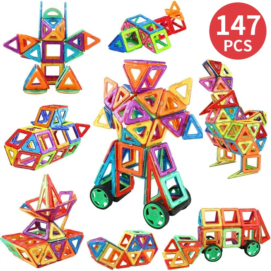 マグネットブロック 147PCS クリスマス プレゼント クラシック磁石玩具 ブロックラボ 知育 DIY 知育玩具 創造力育てる マグネットおもちゃ 贈り物 ギフト ナンバーブロックス ブロックおもち