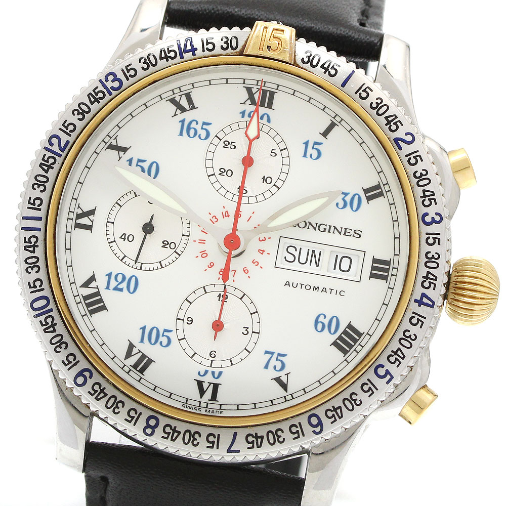 ロンジン LONGINES L2.618.5 リンドバーグ クロノグラフ デイデイト 自動巻き メンズ _960797【中古】