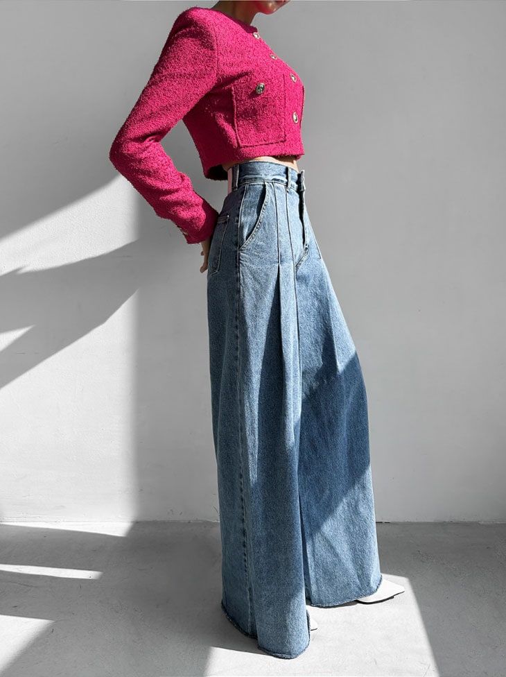 ワイド デニムパンツ レディース デニム ジーンズ ハイウエスト ワイドデニム カジュアル ゆったり ワイドレッグ ワイドパンツ ウォッシュブルー ストリートファッション 韓国ファッション
