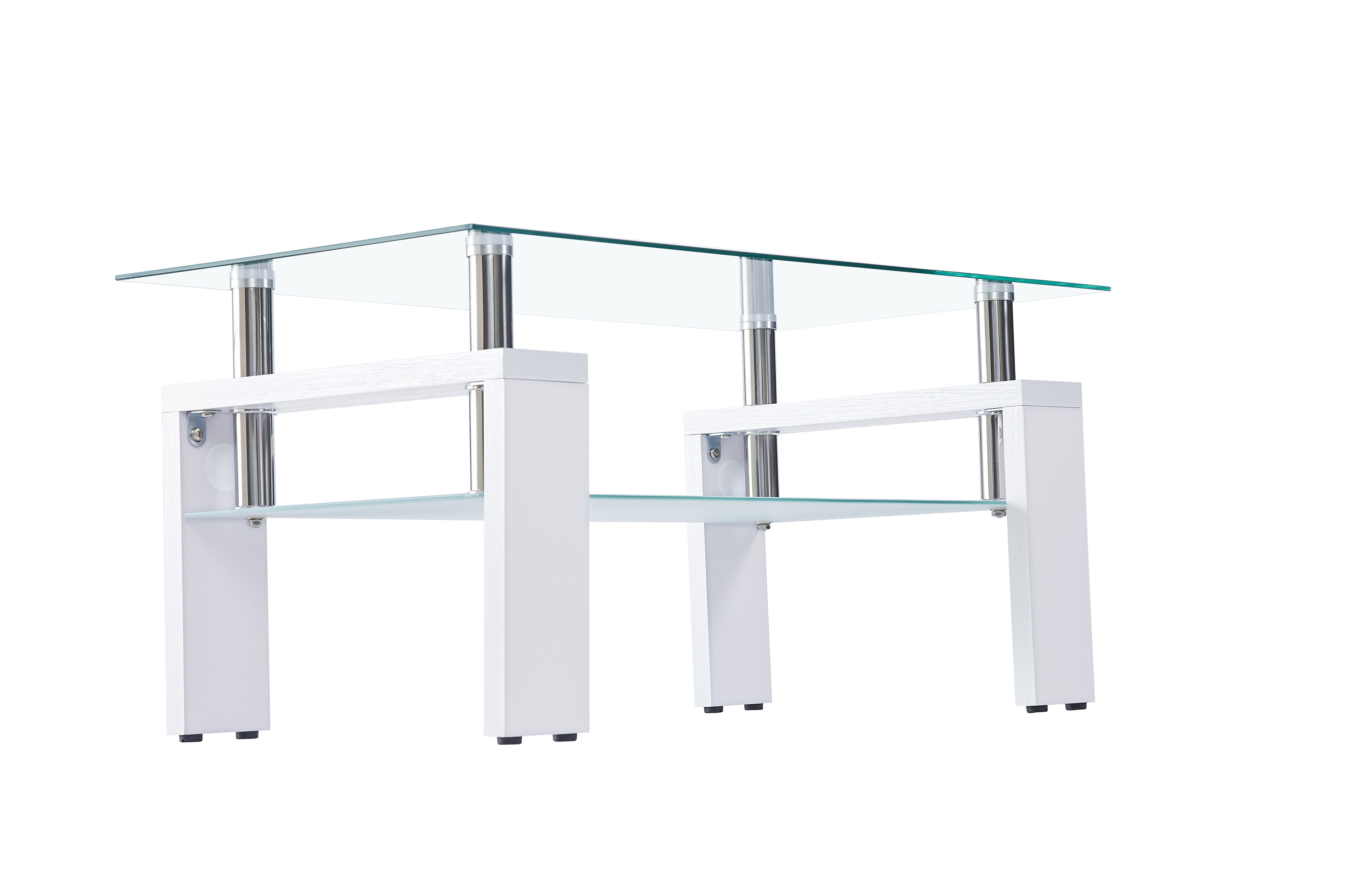 [国内発送 送.料無料]A224 ガラステーブル　センターテーブル　リビングテーブル　 ローテーブル モダン シンプル ガラス 北欧【クリア天板+ホワイト脚】