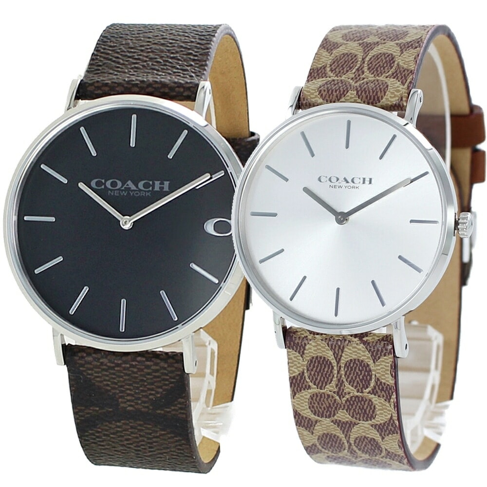 コーチ ペアウォッチ 腕時計 手表 2本セット 大人 ブラック シルバー 茶色 レザー 革 1460215614503122 誕生日プレゼント クリスマス プレゼント 22,260円