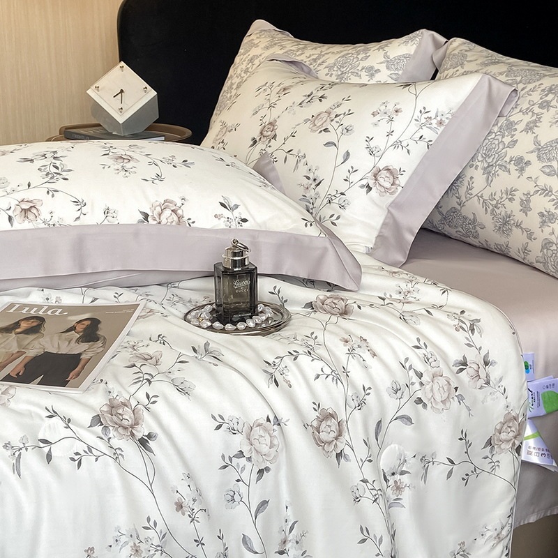 レイザーデジタルプリント夏のキルト4ピースセット張力夏のキルトリフレッシュシルキーダブル拡大シングルサマーキルト