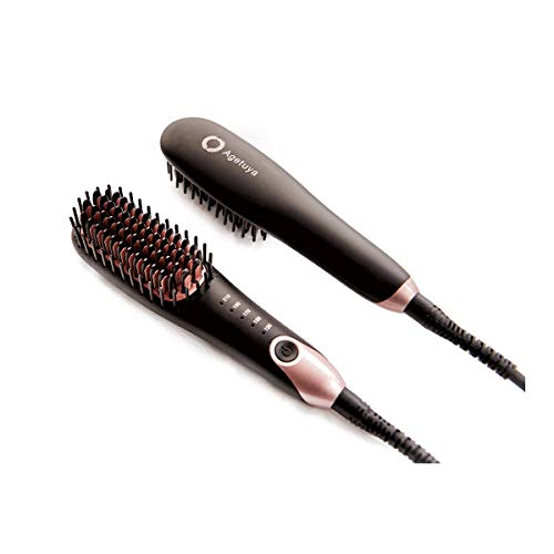 愛用  アゲツヤ ポータブル ミニブラシアイロン QS-17108 海外対応 コームアイロン ヘアアイロン (Black) カールアイロン