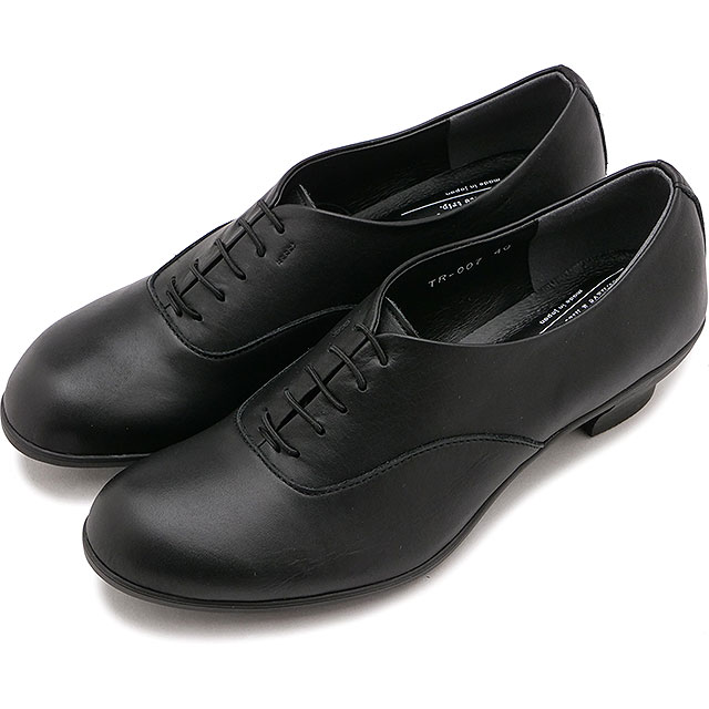 トラベルシューズ レディース レースアップヒールシューズ [TR-007 ] 靴 日本製 生活防水 ビブラムソール ブラック BL