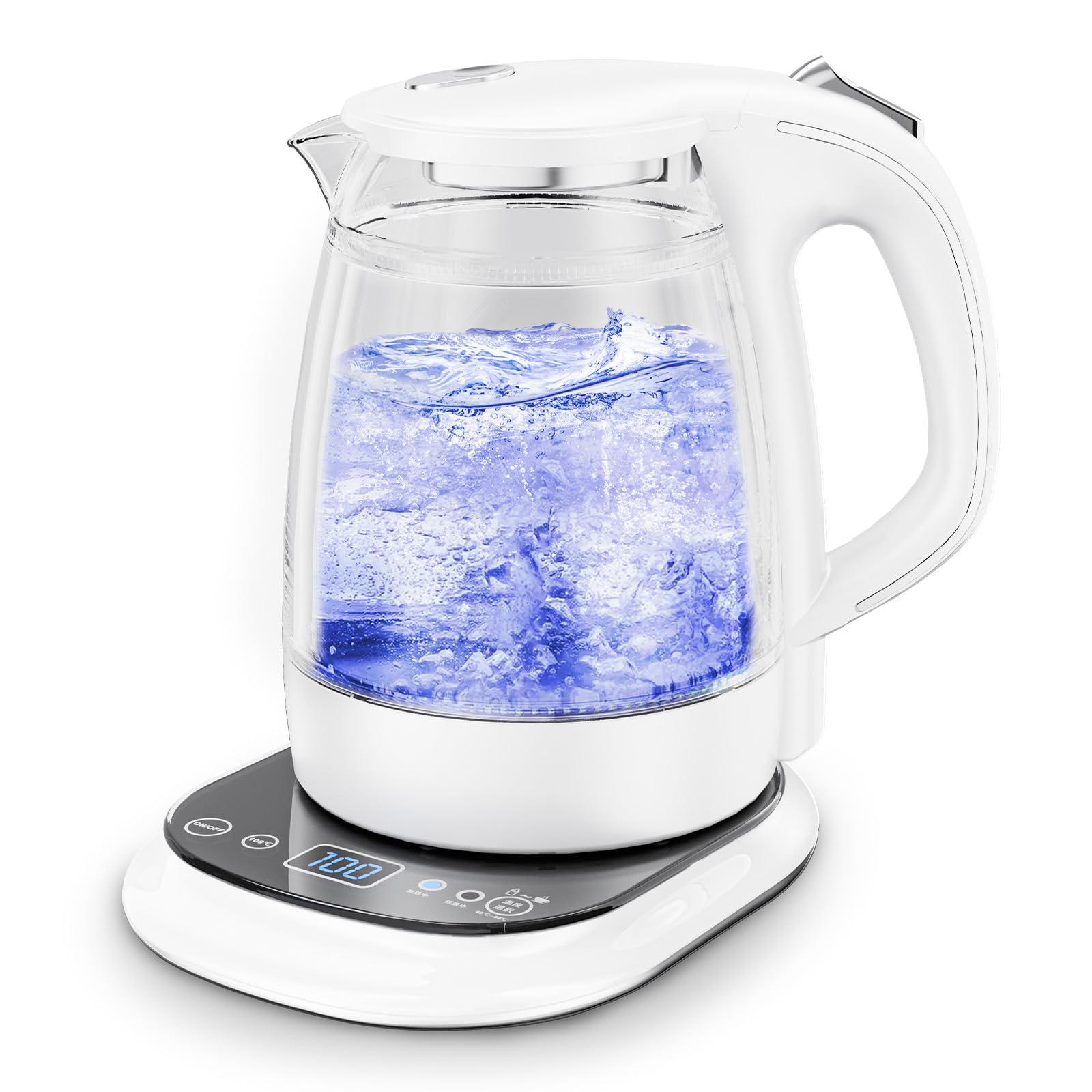 ハゴオギ (HAGOOGI) 電気ケトル 温度調節 ガラス 1.0L【最新昇級版】 LEDライト付き 8段温度設定 24時間の保温機能 二重構造 火傷防止 自動電源オフ 空だき防止 湯沸かし器 調乳