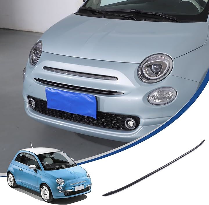 新型 フィアット 500 フロントガーニッシュ フロントトリム グリルガーニッシュ ABS製 取付簡単 貼付タイプ 外装パーツ カスタム アクセサリー カー用品 マットブラック