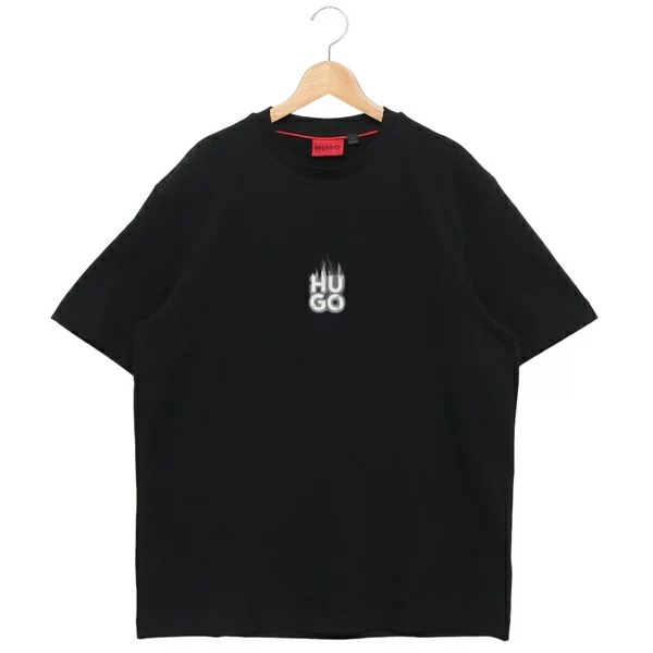 ボス Tシャツ カットソー コットンジャージー Tシャツ スタックスモークロゴプリント ブラック メンズ 50530434 001