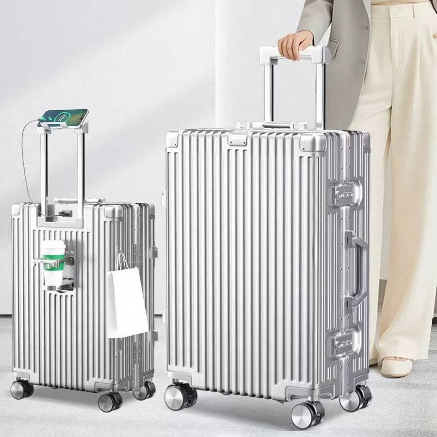 スーツケース キャリーケース 多機能すぎる 機内持ち込み ダイヤロック式 保護カバー付き カップホルダー付き ポート付き 大型 アルミフレーム ロック 荷物フック 軽量 入学式 海外旅行出張