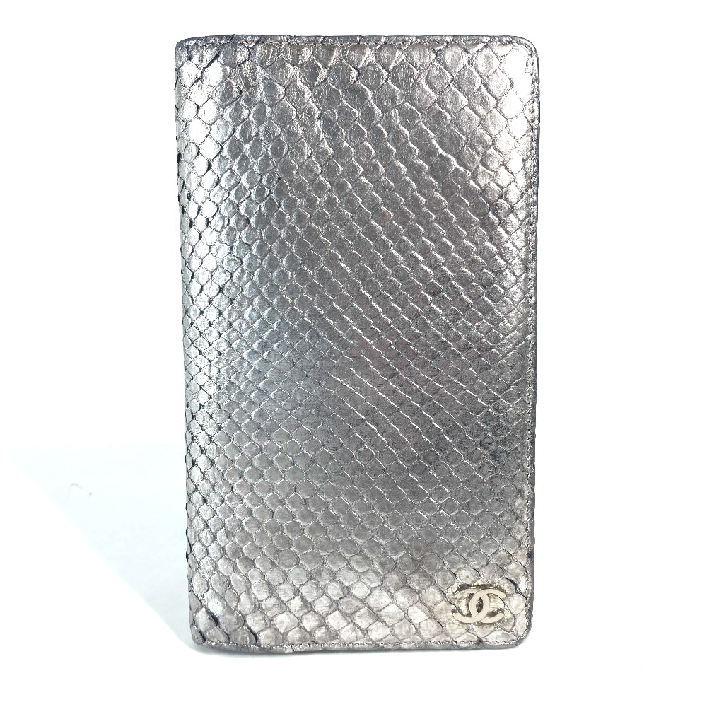 長財布 A34303 2つ折り CC ココマーク 07P ロングウォレット パイソン シルバー