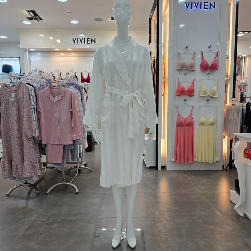 サテンストライプ 女性 ローブガウン/シャワーガウン GW8869W