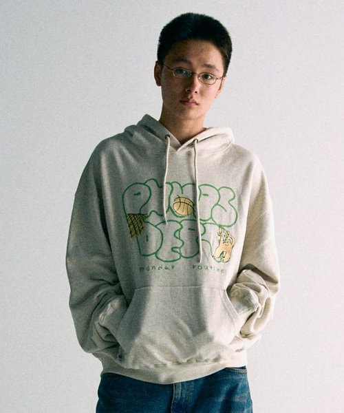 GRAFFITI LOGO HOODIE OATMEAL