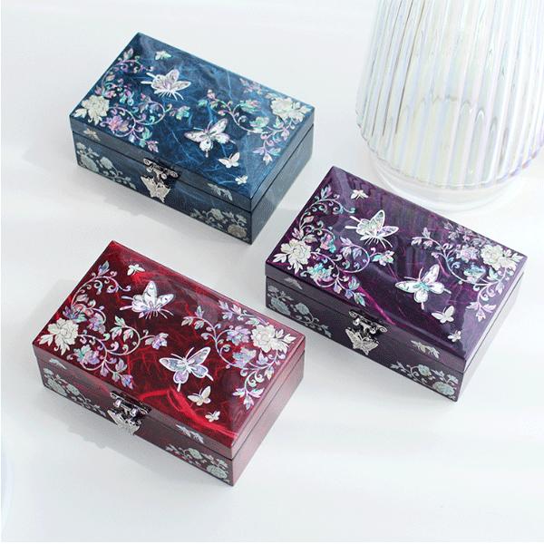 韓国螺鈿 螺鈿漆器 螺鈿 高級 宝石箱 花 蝶 ジュエリーボックス 16cm 韓国伝統 韓国 アンティーク 螺鈿 送料無料(一部地域除外)