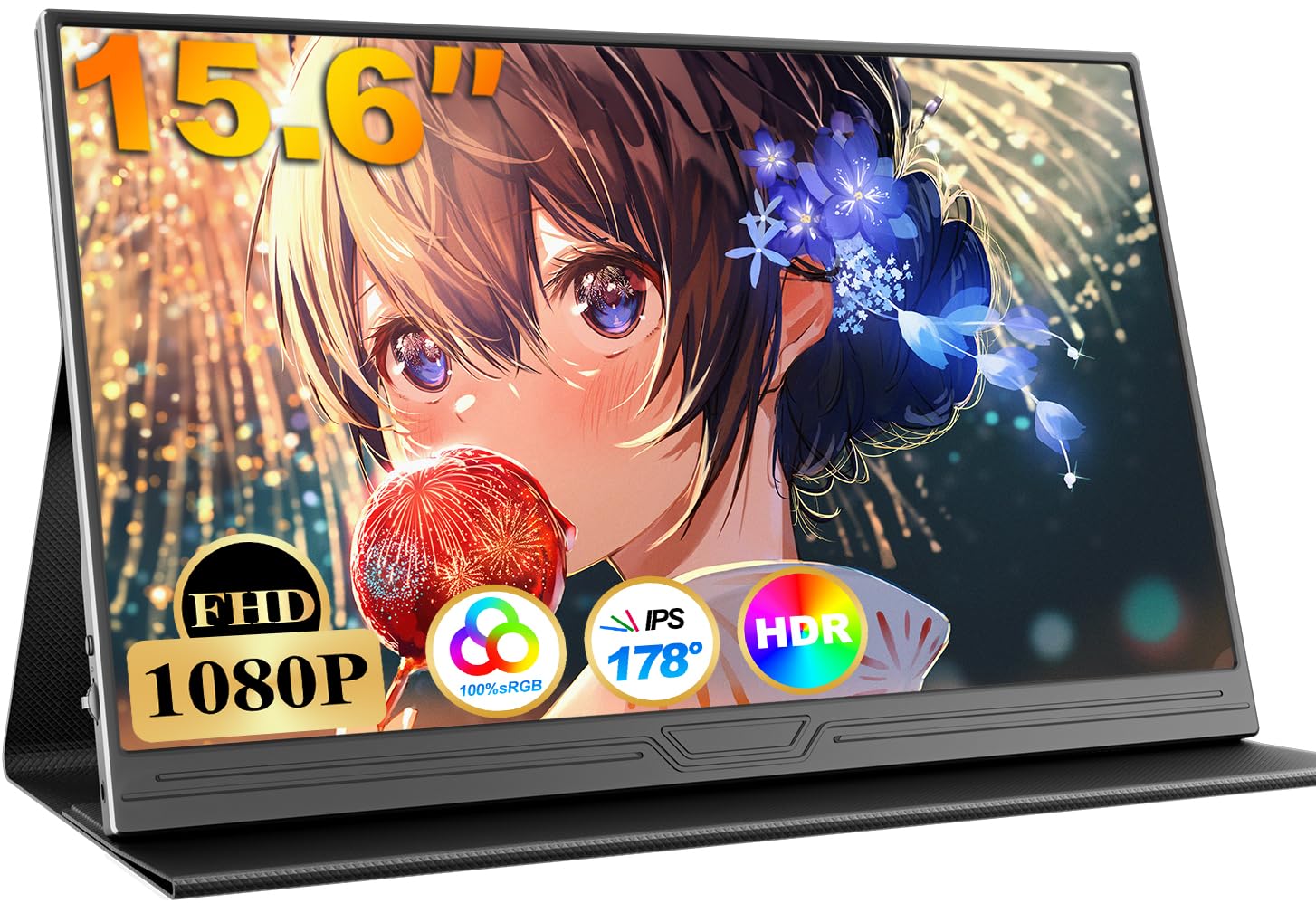 モバイルモニター 15.6インチ ポータブルモニター モバイルディスプレイ 1920x1080FHD IPS液晶パネル 400Nits 100%広色域 Tpye-C/mini HDMI/スピーカー内蔵