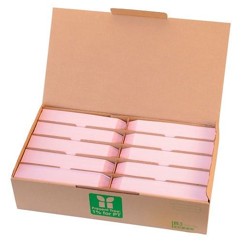 寿堂 カラー上質封筒 長3 郵便番号枠付 シール付 1000枚入 桜 10550