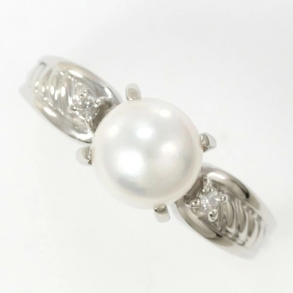 PT900 プラチナ リング 13号 パール(真珠) 約7mm ダイヤ 0.02 ジュエリー 中古