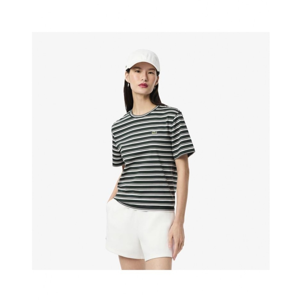 ラコステ女性用マルチストライプショートスリーブ T シャツ TF7574-55N AIG