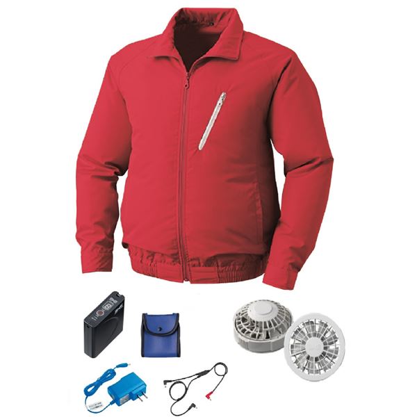 KU90510 空調服 ポリエステル製 FAN2200G/LISUPER1セット レッド L