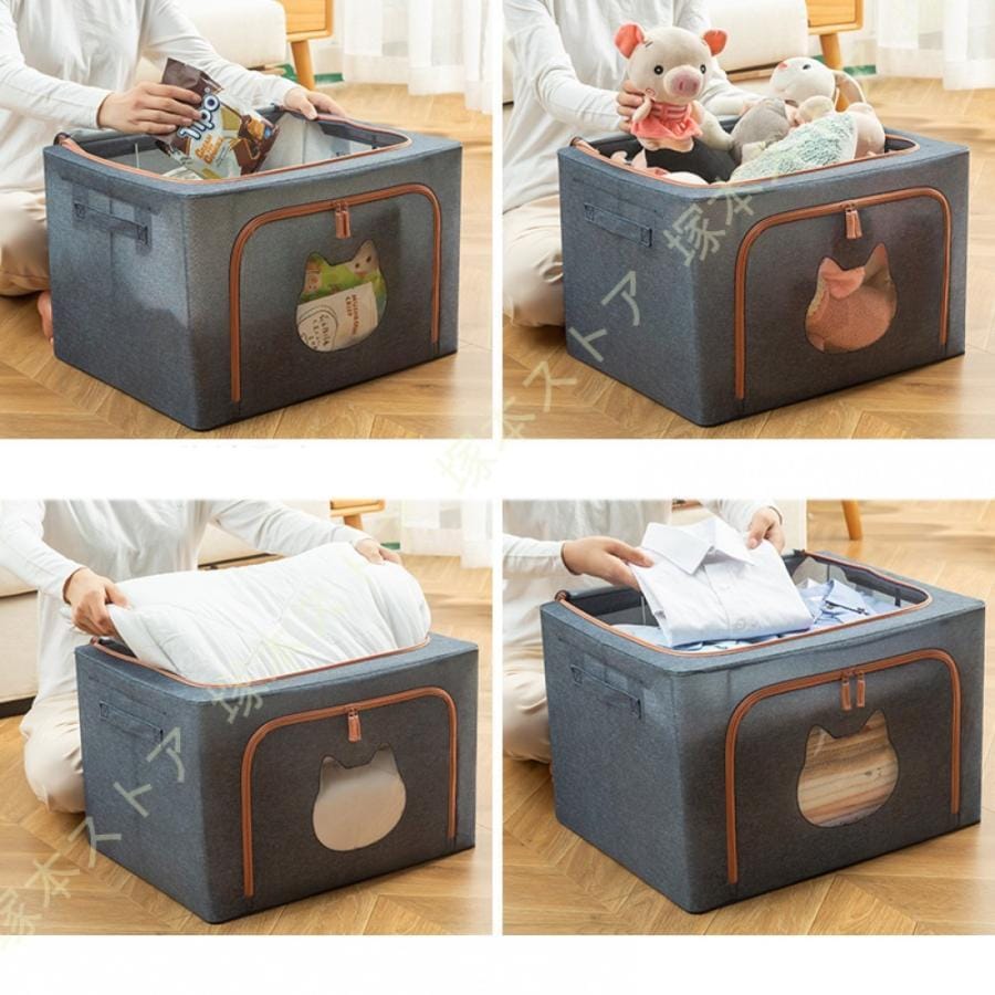 衣類収納ボックス 衣装ケース 衣類収納ケース ベッド下衣装収納バッグ 大容量 不織布 防水生地 クリア窓付 布団用 おもちゃ用 ベッド下収納 収納ケース