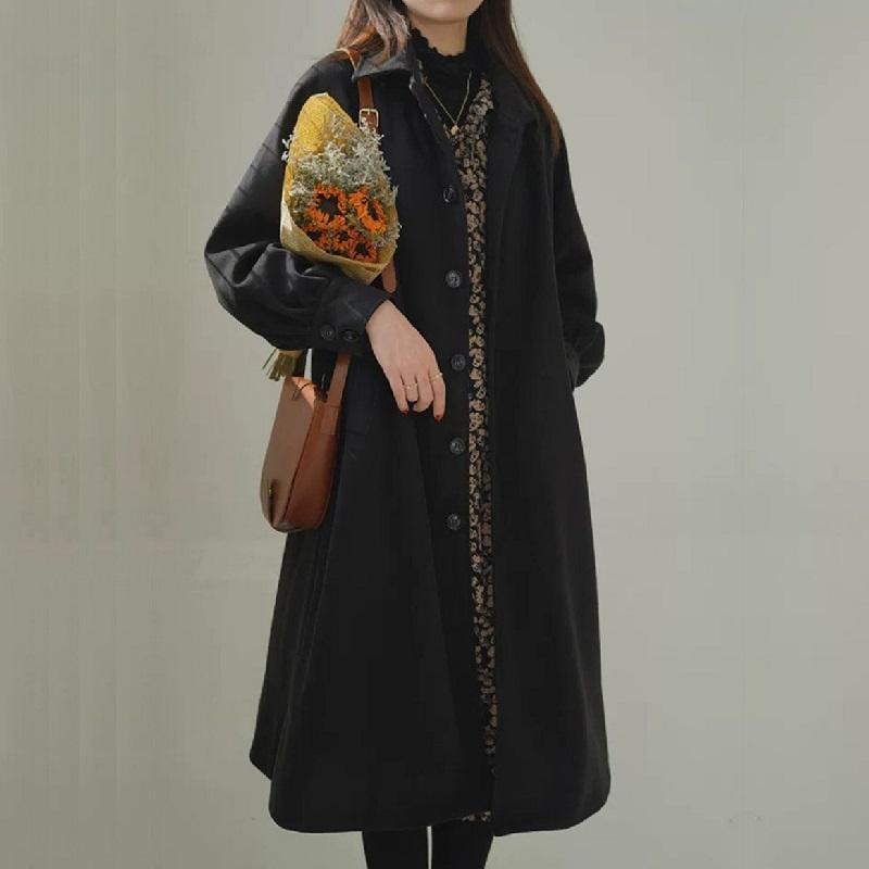 秋冬 コーデ レディース ファッション オシャレ 服 カワイイ シンプル 大人カワイイ 大きいサイズ ウインドブレーカー ウール コート ミドル丈 韓国スタイル ランタン スリーブ 4,864円