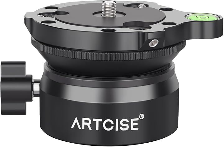 レベリングベース 水平雲台 三脚ヘッド 速くて水平調整 +15/-15レベラーアジャストバブル水準器 アルミ合金 360度パノラマ DSLR/デジタル/一眼レフカメラ/三脚/一脚適用