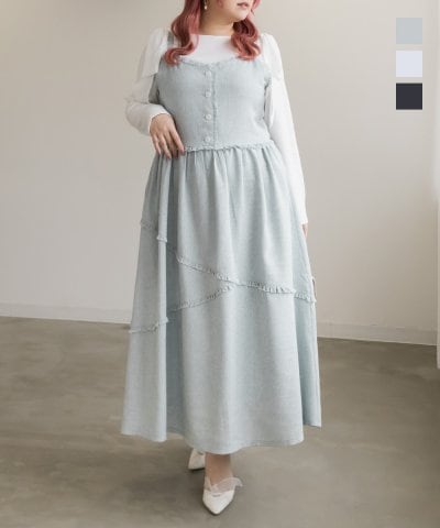 大きいサイズ レディース LL 3L 4L XL XXL XXXL CLETTEオリジナルななめ切替ツイード風ワンピース 7,405円