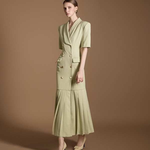 D9523 ショールカラー ワンピース