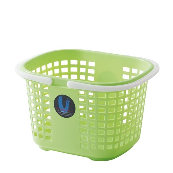 [3個セット] 不動技研 Uバスケット グリーン （洗濯かご おもちゃ 収納 カゴ 持ち手 付き）