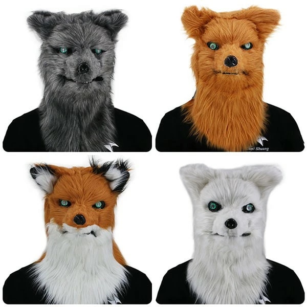 口を開けることができる パーティーグッズ マスク コスプレ 狐 狼 イタチ 動物 ふわふわ リアル 面白グッズ ラバーマスク フルマスク お面 余興 ハロウィン なりきり 面白い 被り物 ゲーム 宴
