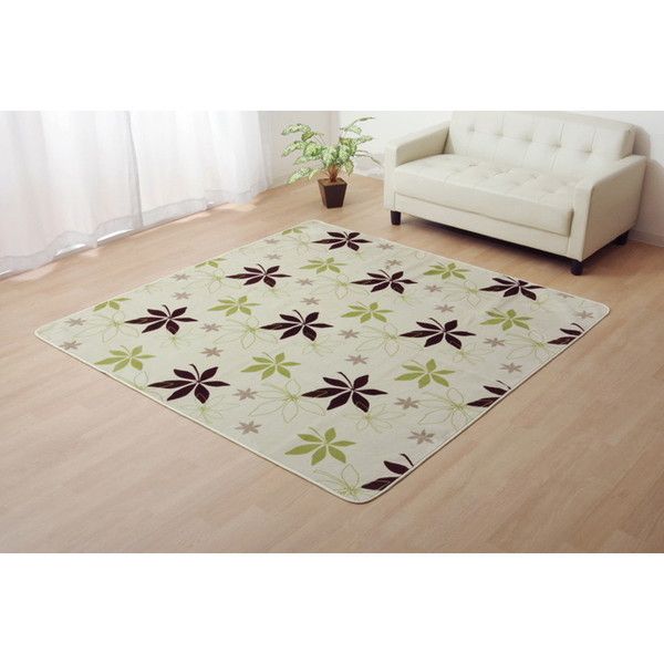 1380000001076 ラグ カーペット 2畳 洗える 抗菌 防臭 無地 『WSプランタ』 グリーン 約185×185cm (ホットカーペット対応) メーカー直送