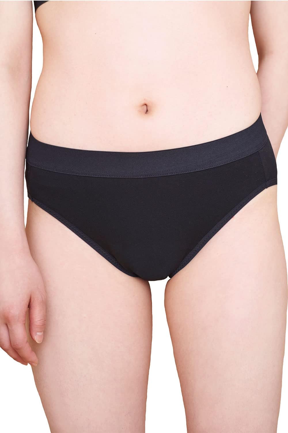 Rine リネ Full 100ml吸水 サニタリーショーツ 吸水ショーツ 生理 抗菌 消臭 パンツ 吸収 (L, ブラック)