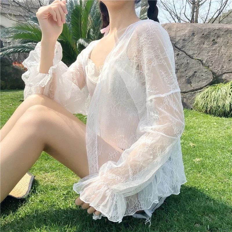 【10点セット】ラッシュガード レディース シフォン レース 長袖 カーディガン 薄 日焼け止め 紫外線対策72