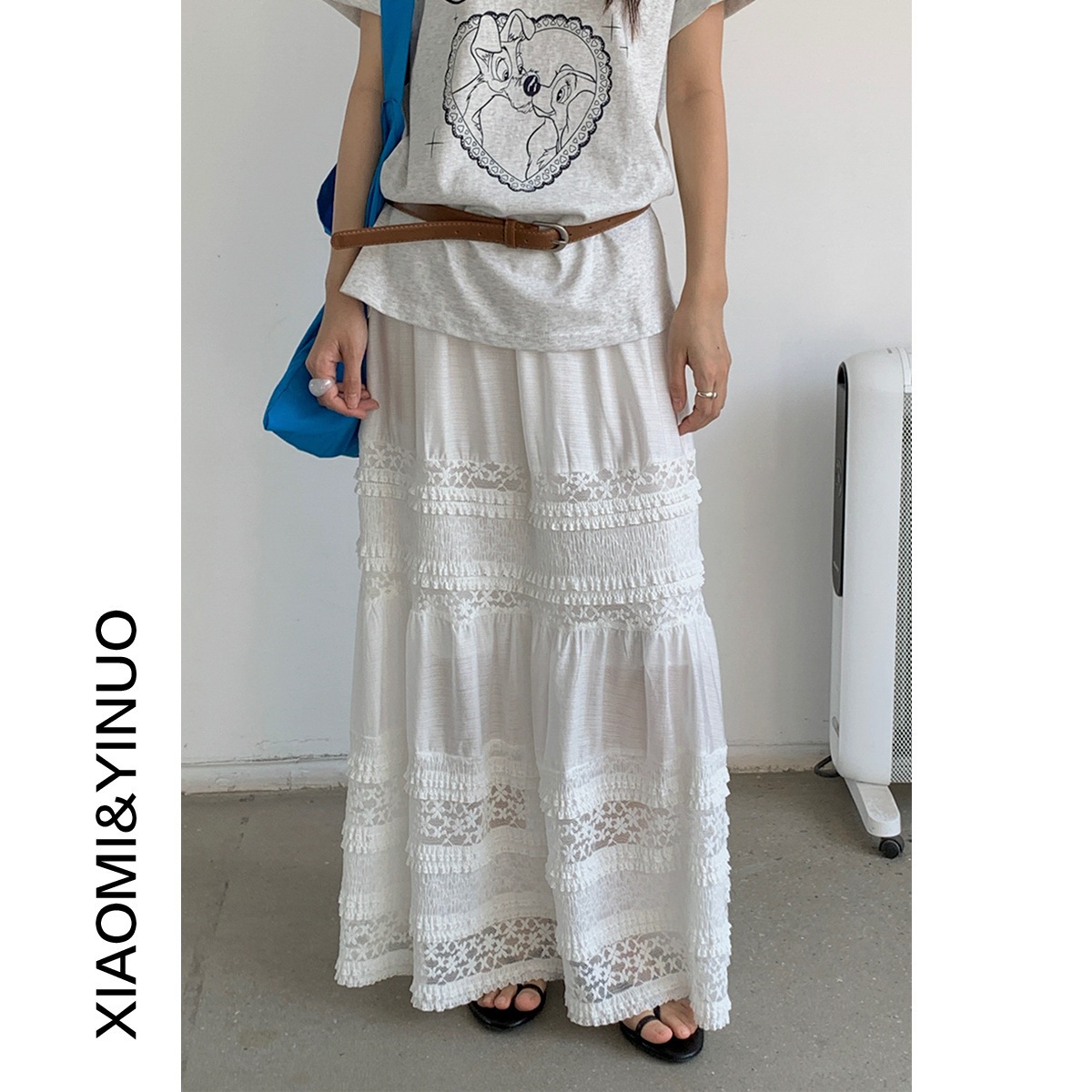 【送.料.無.料.急速発送】【新作】白レースハイウエスト2025透かし彫りA字2844ロングスカート