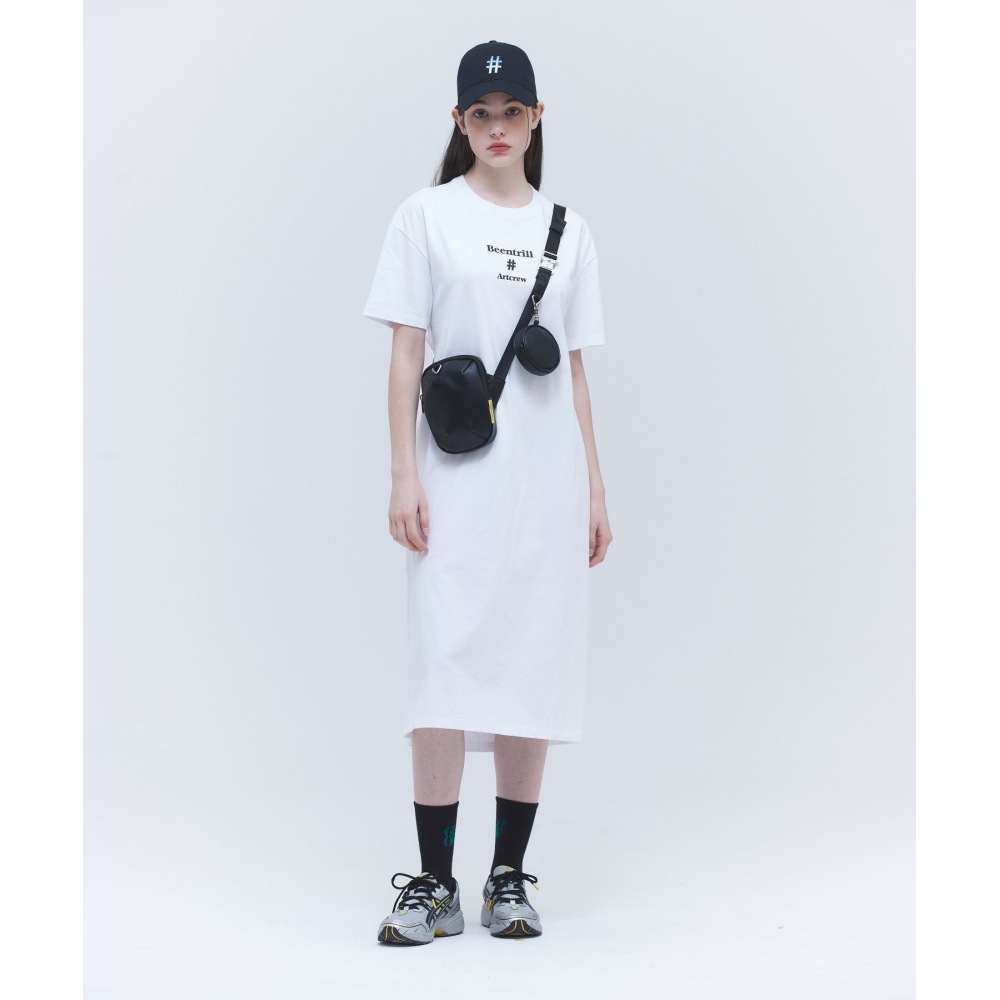 BEENTRILL ラウンドネック 裏トイムストリング オーバーフィットワンピース（オフホワイト）