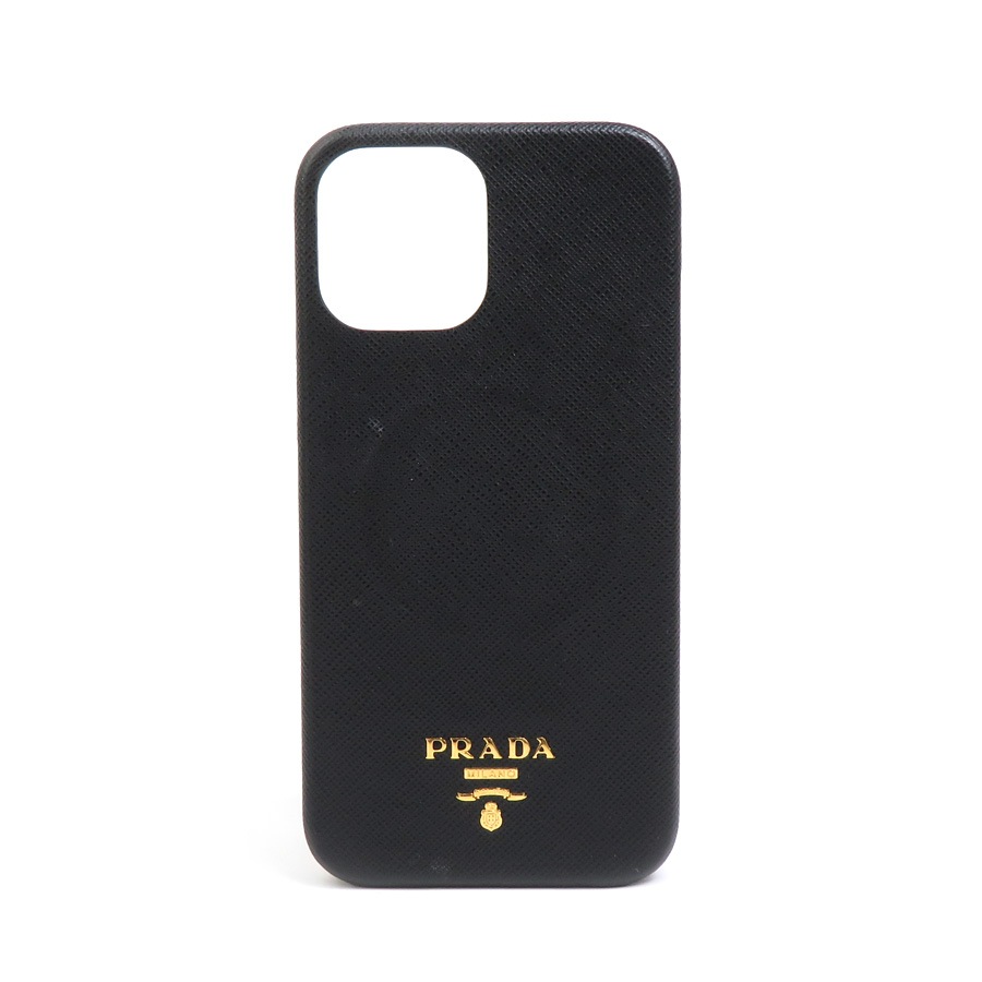 プラダ PRADA スマートフォンケース iPhone12 Pro Maxケース レザー ブラック ユニセックス h30624k