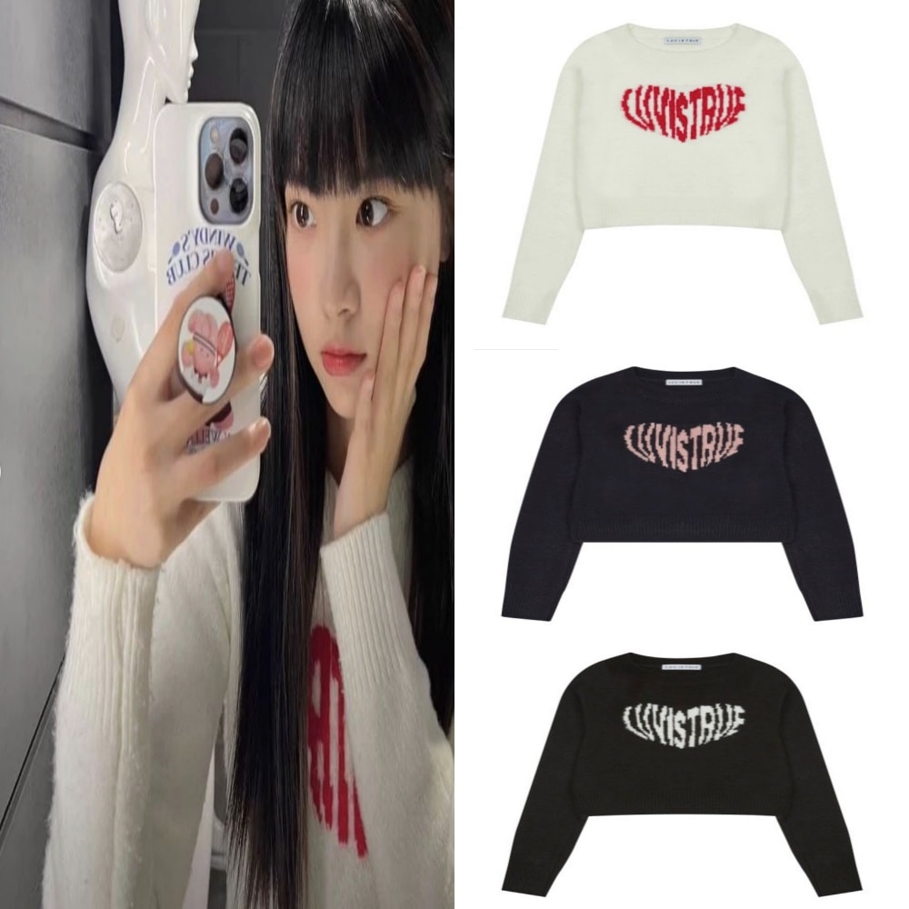23FW LE SSERAFIM ウンチェ着用 OW HEART LOGO KNIT [公式正規品]