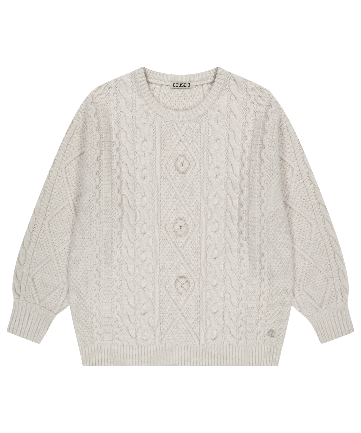 【COYSEIO】 POMPOM CABLE KNIT : IVORY
