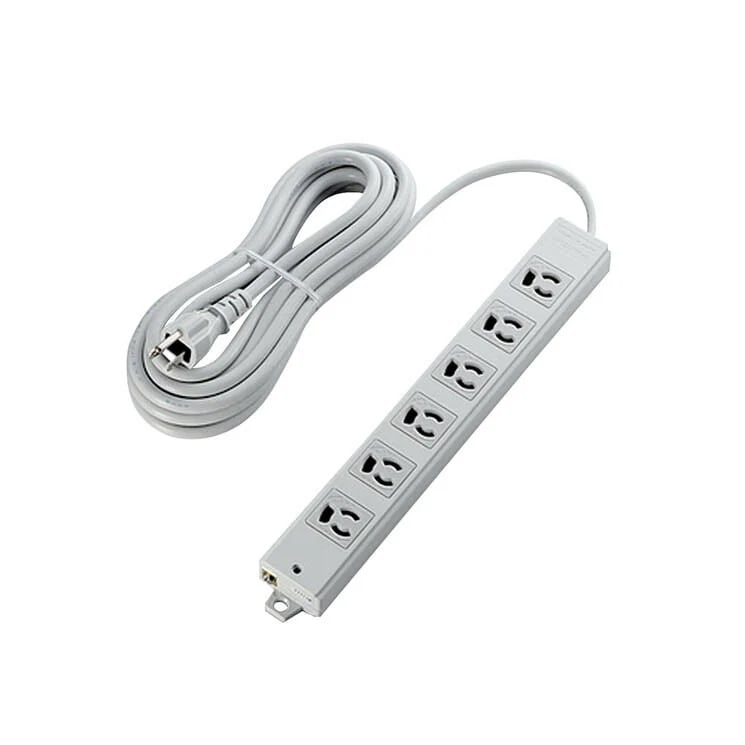 工事物件 3ピン 熱に強い 抜け止め マグネット付 電源タップ 6個口 5m ホワイト白