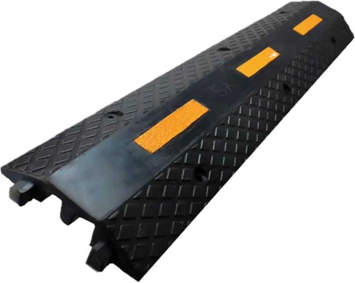 ムイビエン車両が通過しても安心ゴム製ケーブル保護減速バンプ 圧力耐性 PVC製 室内外対応(ブラック, 100x22x4.5cm)