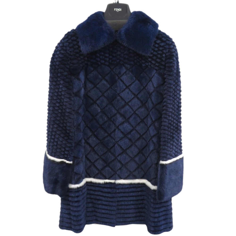 新品同様 ミンクコート FNF27B アウターその他 ミンク/ラムレザー ブルー 0323【中古】 レディース