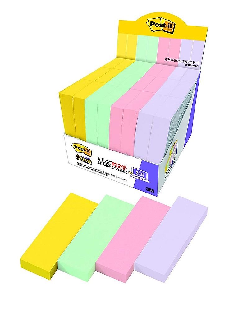 （まとめ買い）ポストイット 強粘着ふせん マルチカラー5 増量パック 75x25mm 90枚x24パッド 5001SS-MC-5 [x3] 7,924円