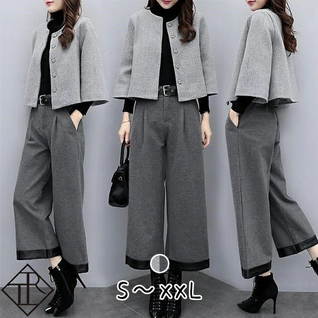 【即納】セットアップ レディース 秋冬 セットアップ ニット パンツ セットアップ カジュアル ガウチョパンツ レディース ゆるい ガウチョパンツ ワイドパンツ 通勤 大人可愛い おしゃれ シンプル