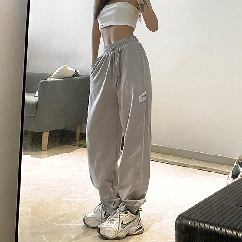 3色 スウェット パンツ レディース ストリート ダンス 黒 グレー 無地 カジュアル ボトムス ズボン シンプル おしゃれ お洒落 かっこいい レトロ こなれ感 ラフ メンズライク マニッシュ ジャ