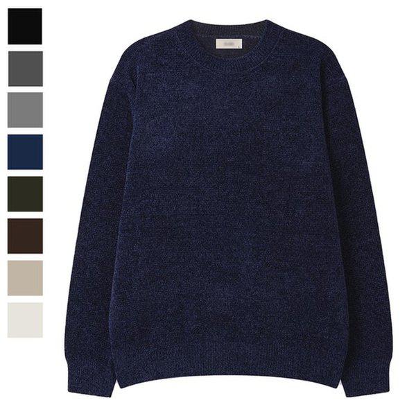 男性ベロアベルベットラウンド長袖ニット SG-KN-Q083-ネイビー