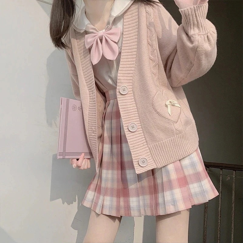 新作 2025ファッション新品JK制服ショートニットカーディガン学生の秋のジャケットゆったりとした韓国バージョンの長袖セーター