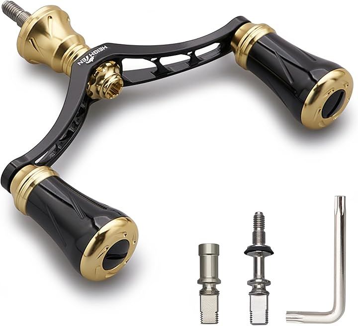 リール ハンドル ノブ 搭載 シマノ ダイワ 通用 スピニングリール用 New Pillar Series 1008(80mm - ブラック＆ゴールド) 5,443円